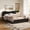 Black, variant on Queen Size Upholstered Platform Bed with Wooden Slats, White Boucle Fabric, Curved Headboard, No Box Spring Needed, for Bedroom
