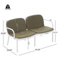 thumbnail image 5 of EBQOSK Outdoor Patio PP Loveseat, White Frame with Green Cushion Green Loveseat, 5 of 7