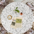 thumbnail image 3 of Indoor Outdoor Patio Round Fitted Vinyl Tablecloth,Flannel Backing,Elastic Edge,Waterproof Plastic Table Cover,Gray chrysanthemum Pattern for 6-Seat Table of 45-56’’ Diameter, 3 of 9