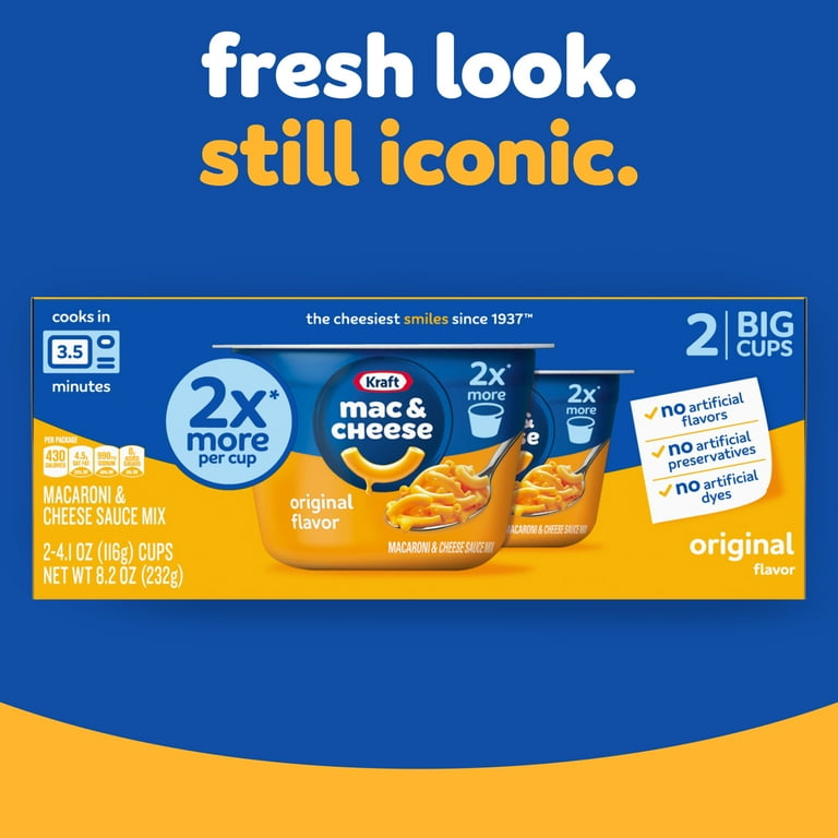 Kraft, Mac and Cheese, 2 Big Cups, Original Flavor - Walmart.com
