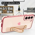 thumbnail image 4 of Designed for Samsung Galaxy S22 Case with Strap Luxury Love Heart Plating Gold Bumper Phone Cover Wristband Kickstand Full Body Protective Slim Case for Women - Pink, 4 of 10