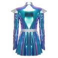 thumbnail image 6 of Oyolan Womens Alien Robot Fancy Dress Metallic Shiny Long Sleeve Dress with Belt Carnival Party Outfits Blue S, 6 of 7