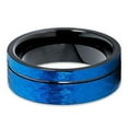 thumbnail image 3 of Silly Kings Jewelry Hammered Blue Tungsten Ring 8mm Brushed Tungsten Ring Offset Groove Ring Men and Women Comfort Fit, 3 of 3