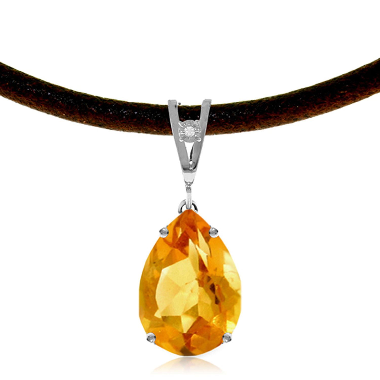 ALARRI 0.25 CTW 14K Solid White Gold Necklace Naturalcitrine with 18 Inch Chain Length