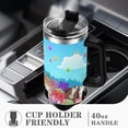 thumbnail image 4 of Squishmallows Vaso aislado de acero inoxidable con asa, diseño temático, regalo para familia, amigos y fans; incluye pajita y encaja en el portavasos estándar, 40 oz, 4 of 6
