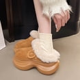 thumbnail image 5 of SYMSHOES Womens Brown Faux Faux Fur Platform Mules - Warm Flock Lined Indoor Outdoor Chunky Platform Slippers for Women Retro Fashion,Size 38, 5 of 9