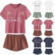 thumbnail image 2 of sweethay Conjunto de ropa de dormir informal para mujer, pijama de manga corta con dibujos animados, pantalones cortos conjuntos de ropa negro SG, 2 of 6
