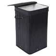 thumbnail image 3 of Drevy Square Laundry Hamper with Lid and Cloth Liner - Bamboo - Black - Easily Transport Laundry Basket - Collapsible Hamper - String Handles, 3 of 8