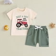 thumbnail image 2 of NOLDARES Baby Boy Excavator Print Summer Outfit Short Sleeve Tee Elastic Waist Shorts Clothes Set 6 12 18 24 Months Blazer,2-3 Y, 2 of 4