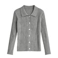 thumbnail image 4 of Breezora Women's Slim Button Down Cardigan Soft Everyday Jacket for Work and Casual Wear Grey, 4 of 4
