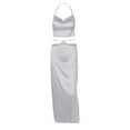 thumbnail image 3 of VISgogo Conjunto de falda larga para mujer Sin mangas Halter Tops brillantes con diamantes de imitación + Conjunto de fiesta de falda larga de cintura alta VISgogo  moda, 3 of 9