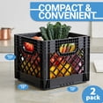 thumbnail image 5 of MIRAMAR Milk Crate, Stackable Plastic Storage Bin with Handles, 16 Qt, Black, 2 Pack, 5 of 7