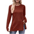 thumbnail image 1 of CEHVOM Mode Femme Chemises à Manches Longues Col Rond Unies Décontractées Automne Blouse T-Shirts Liquidation, 1 of 4