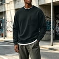 thumbnail image 5 of Men's Oversized Long Sleeve Crewneck Sweatshirts Zip Pocket Pullover Loose Fit Casual Basic Everyday Fall Winter Tops, 5 of 8
