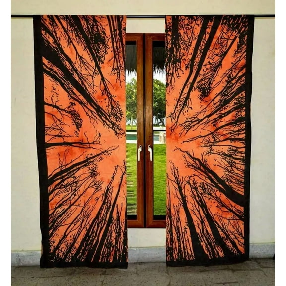 Indian Dry Tree Pure Bohemian Cotton Door Window Hanging Curtains Decor Bed Room