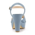 thumbnail image 2 of BLISSFUL STEP Women's Fashion Platform Strap Slingback Chunky Heel Open Toe Sandals Haze Blue 7.5, 2 of 8