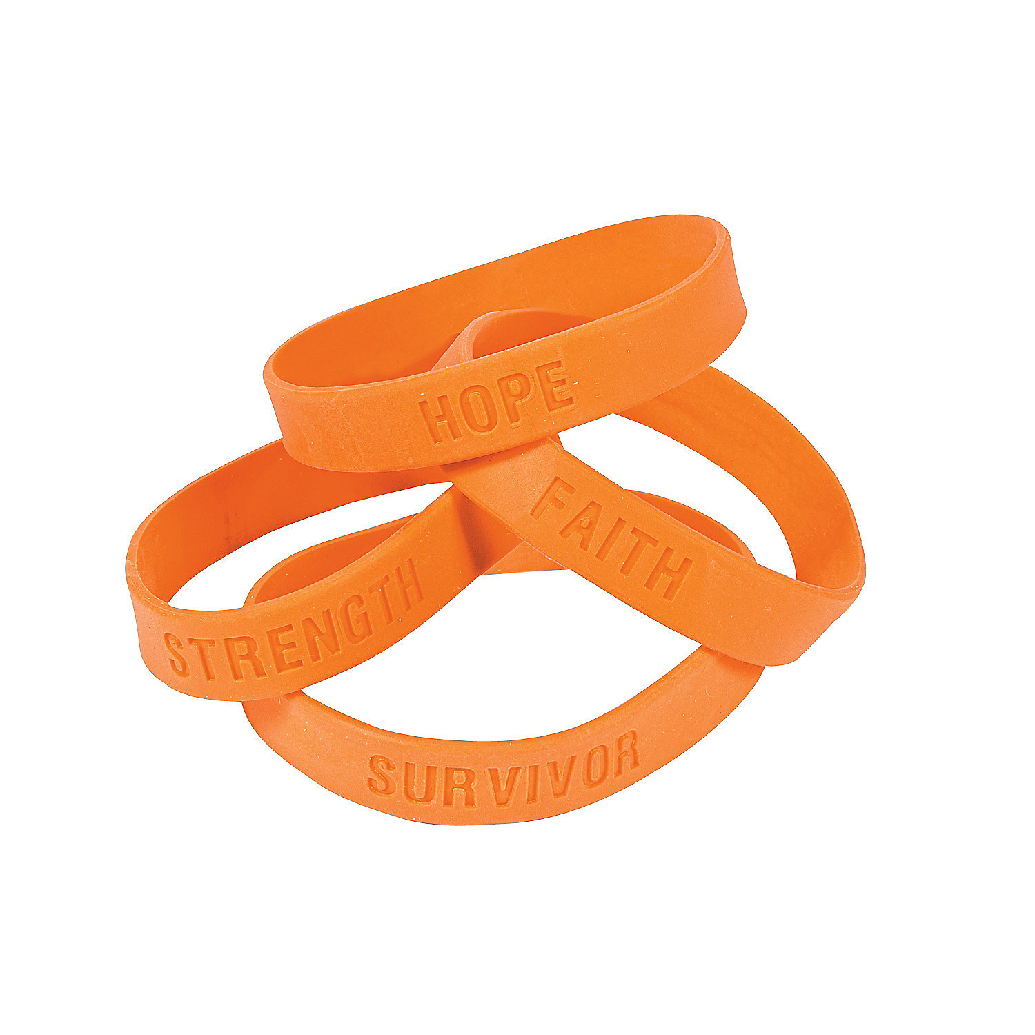 Orange Rubber Sayings Bracelets Jewelry 24 Pieces