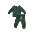thumbnail image 2 of One opening Long sleeve wind collar solid color shirt + trousers for boys., 2 of 5