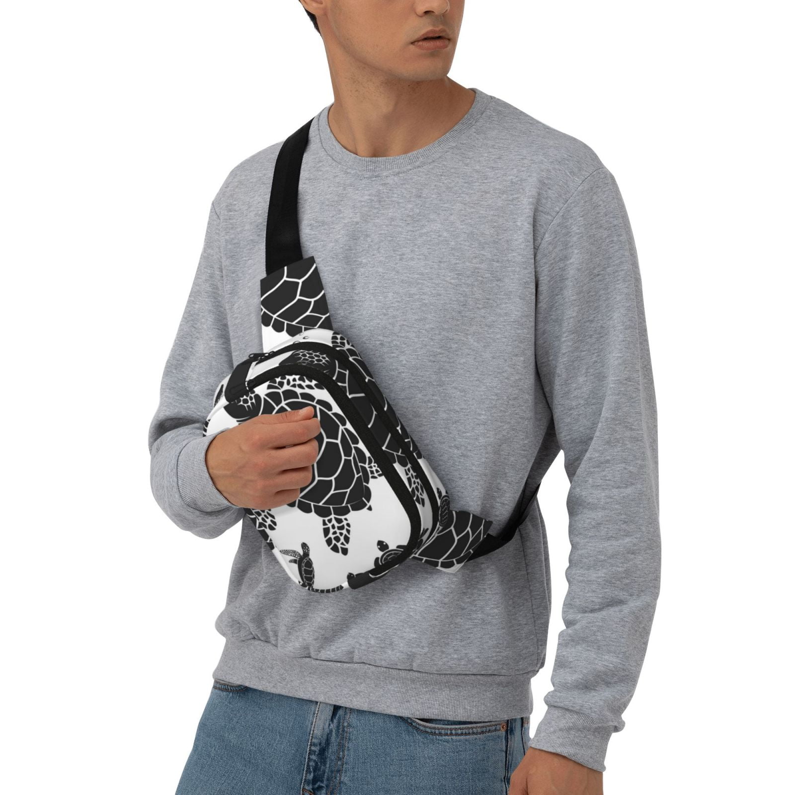 Picia Family Of Sea Turtles Print Square Double-Layer Waist Bag Mini Adjustable Waist Belt Bag Exercise Running Travel Hiking