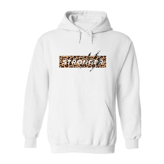 Stronger Quote Leopard Print Hoodie Women -Image by Shutterstock, Female Medium