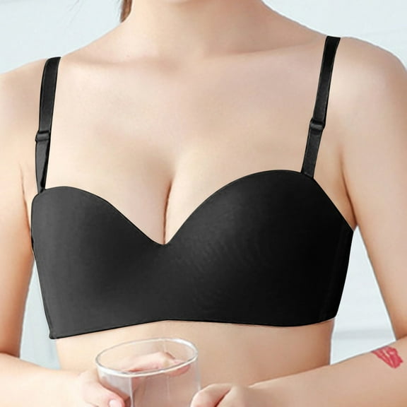 WCJM Women'S Lace Black Nylon Bra Women Strapless Bra Breast Lift Push Up Sightless Bra Self Adhesive Bra