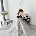 thumbnail image 3 of KASENTEX All Season Weighted Blanket 100% Premium Breathable Cotton with Advanced Glass Beads, Corner Loops. Hypoallergenic, Mid-Weight 15 lb, LIGHT GREY 60x80", 3 of 7