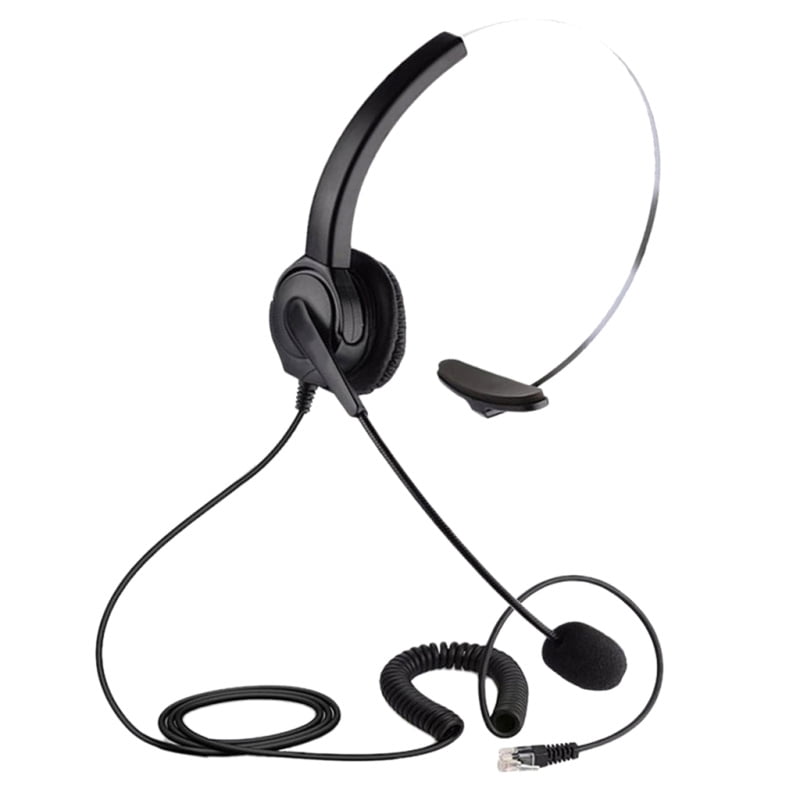 Call Center Office Hands-free Telephone RJ9 Plug Headset Monaural Microphone 