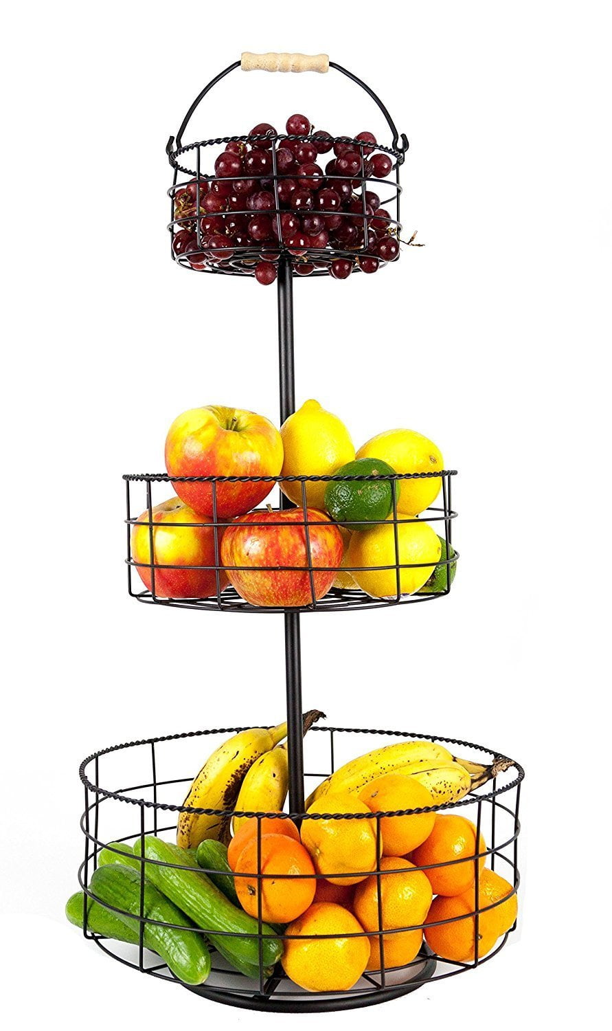 Useful UHFB206 3 Tier Decorative Wire Fruit Basket Countertop Stand