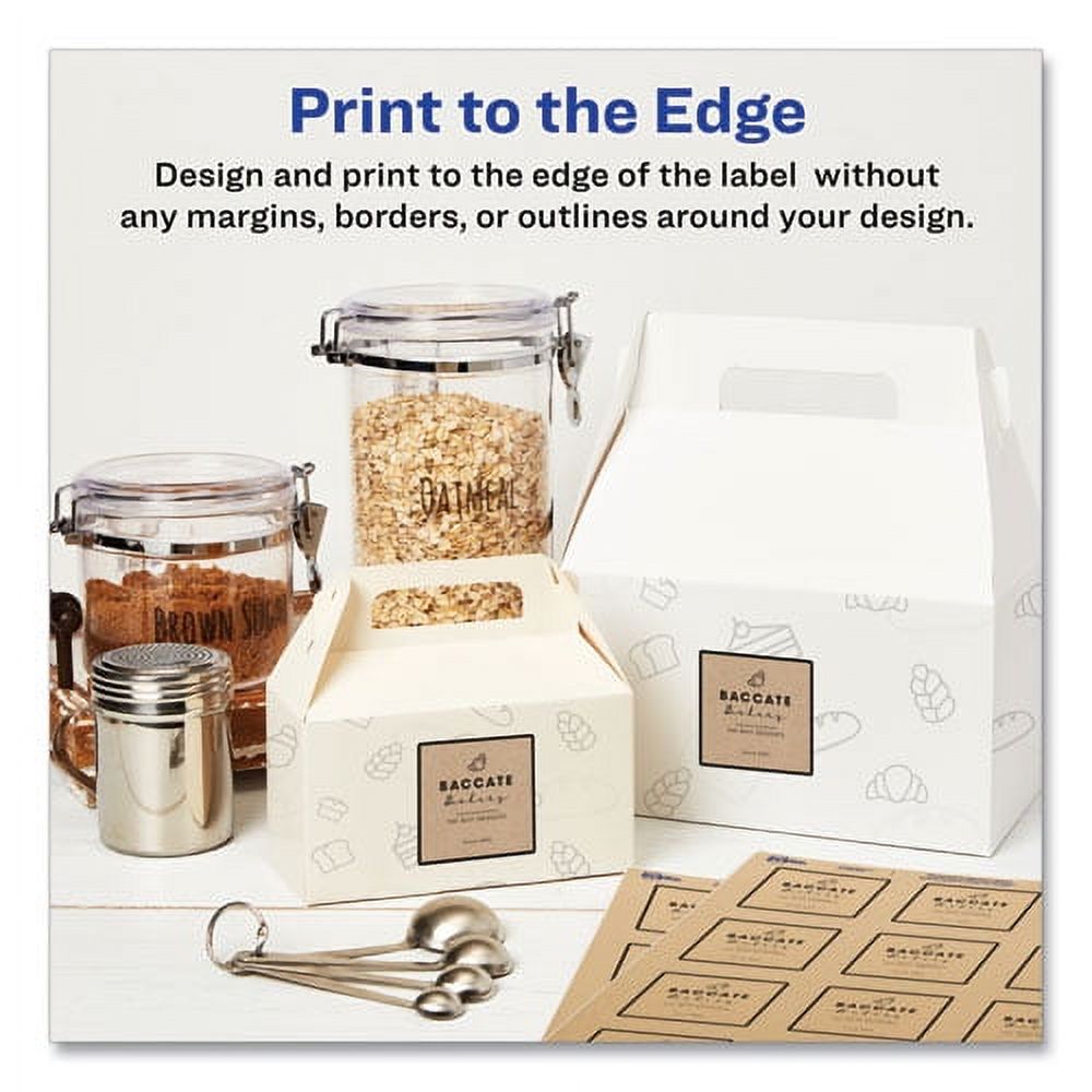 "Square Print-To-The-Edge Labels, Inkjet/laser Printers, 2 X 2, Kraft Brown, 12/sheet, 25 Sheets/pack | Bundle of 2 Packs"