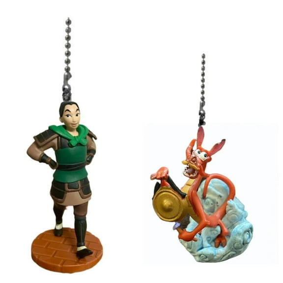 Mulan Warrior Soldier & Mushu Dragon PVC Fan Light Lamp Pull Figure Figurine New