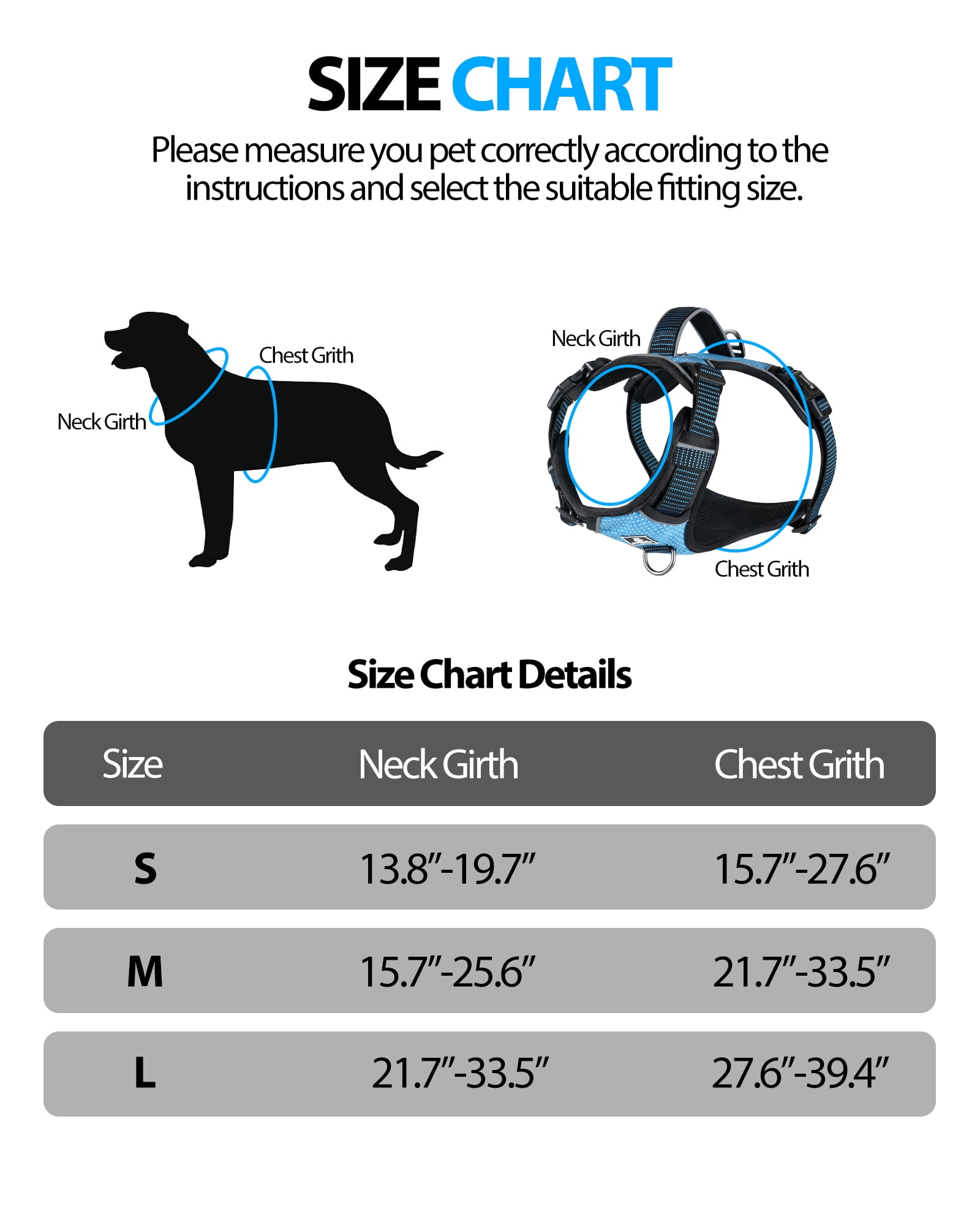 Emperor Pets Blue Reflective Dog Harness for Large Dogs - No Pull Dog Harness with 2 Leash Clips, Premium Oxford Soft Padded large dog harness, Dog Harness for Large Dogs (L, Blue)