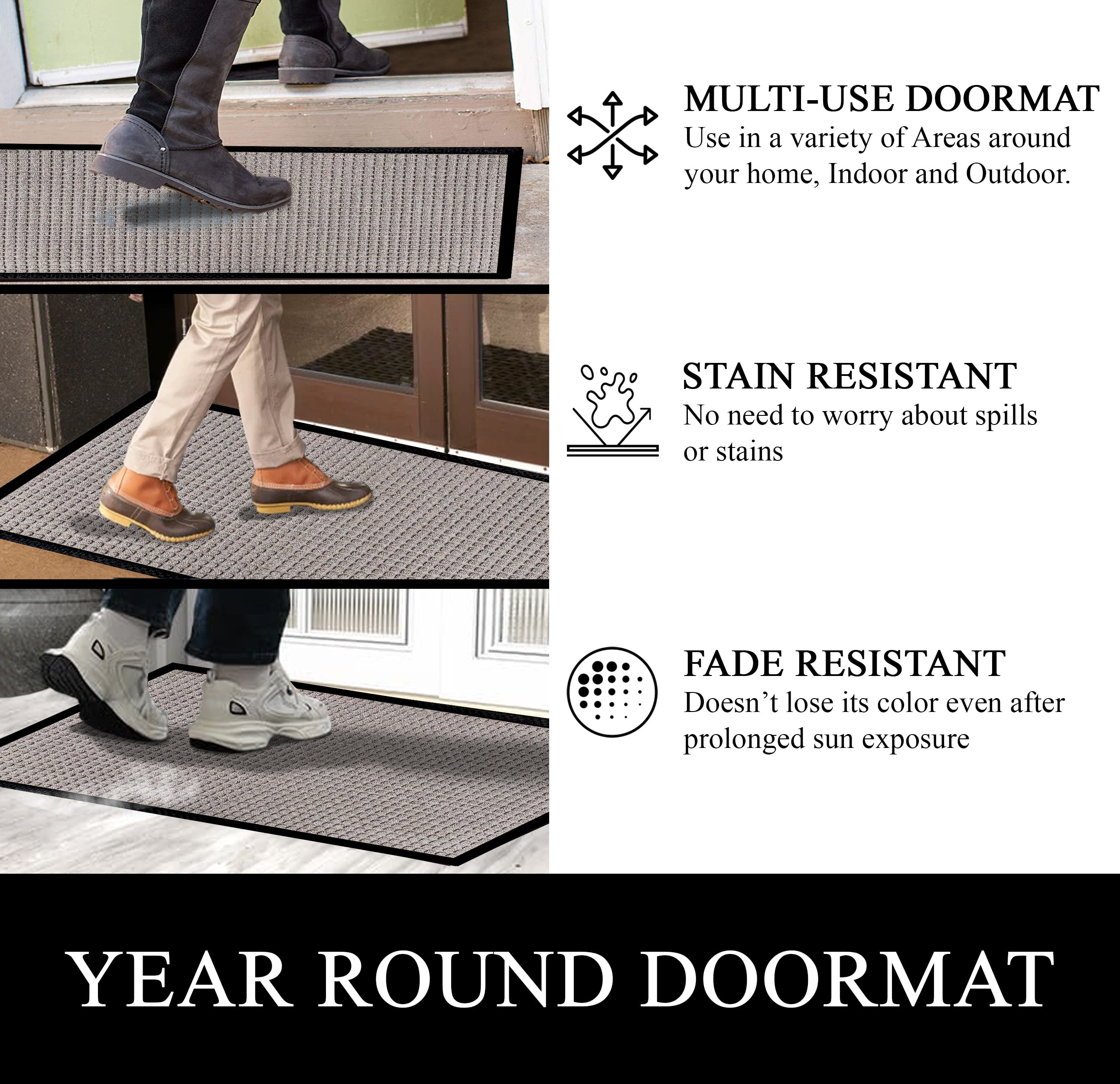 A1HC Indoor Outdoor Mat, Front and Back Entrance Welcome Mats, Large Front Door Patio Mats 47X71 Inches, Non-Slip Easy Clean Entrance Washable Large Size Doormats, Beige