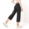 thumbnail image 4 of Women's High Waisted Yoga Capri Pants Wide Leg Crop Trousers Loose Straight Athletic Culottes Soft Stretchy Lounge Pants for Travel Workout, 4 of 9