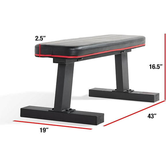 Flat Utility Bench - Black Weight Training Bench for Home Gym