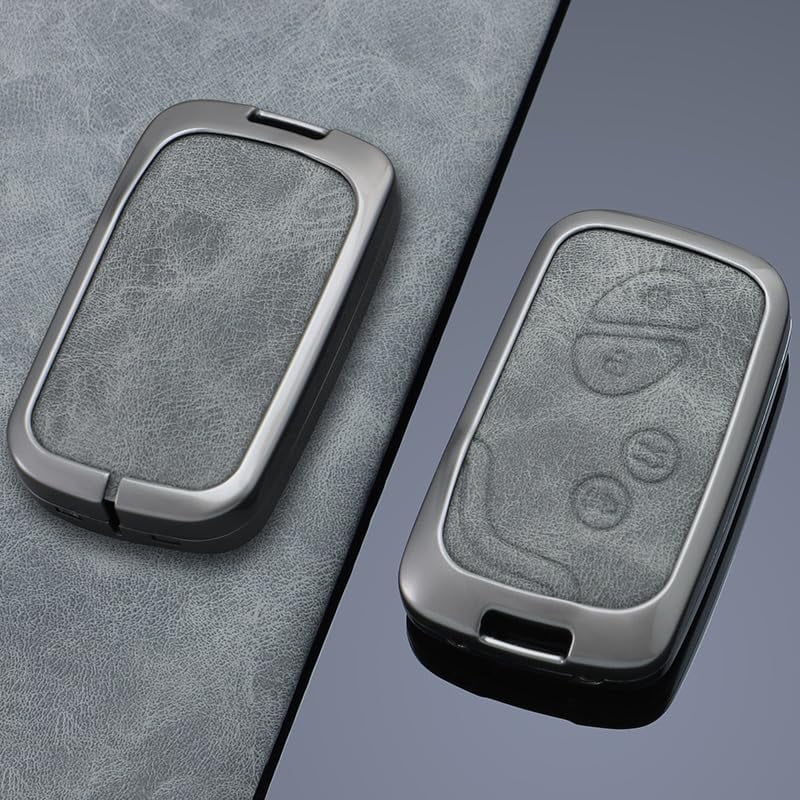 Gray Metal Leather Key Fob Cover Fit for Lexus GX460 RX350 ES350 IS250 GX460 LX570 IS350 GS430 GS300 GS450h is-C is-F Keyless Key Holder with Keychain