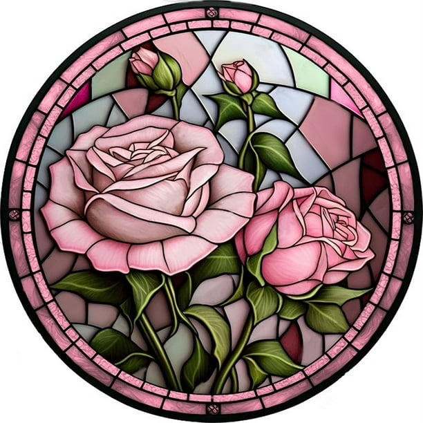 Kit de Pintura de Diamante 5D Cgtredaw Vidrieras Rosa