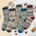 thumbnail image 2 of Holzlrgus 5 Pairs Womens Wool Socks Thick Knit Vintage Winter Warm Cozy Crew Socks Gifts, 2 of 6