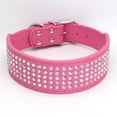 thumbnail image 5 of Collar para perro de piel sintética con diamantes de imitación - 5 filas de diamantes brillantes - 56 * 5 (cm) (S, rosa brillante) JM, 5 of 5