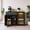 Black, variant on Bar Cabinet with Fridge Compartment, 51 Inch Fluted Buffet Sideboard with 2 Drawers & Charging Station, Wine Storage Cabinet for Living Dining Room, Walnut