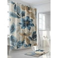 thumbnail image 3 of Fsddascl Blue Brown Botanical Shower Curtain Set - Extra Long 72" x 96" Washable Bathtub Curtain with 12 Hooks, Elegant Summer Flowers Vintage Waterproof Fabric Stall Shower Curtains for Bathroom, 3 of 6
