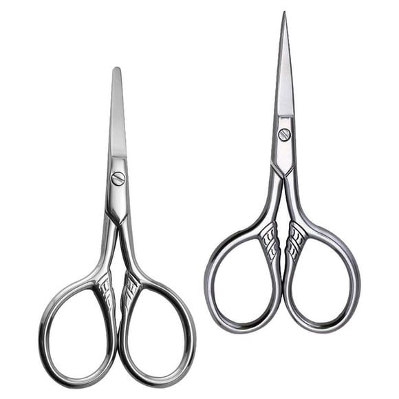 MesaSe 2Pcs Cosmetic Scissors Small Eyebrow Scissors Beard Trimming Tools Stainless Steel Grooming Scissors