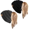 thumbnail image 1 of HSHDLDF Ponytail Messy Bun BeanieTail Women's Beanie Solid Ribbed Hat Cap, 1 of 7