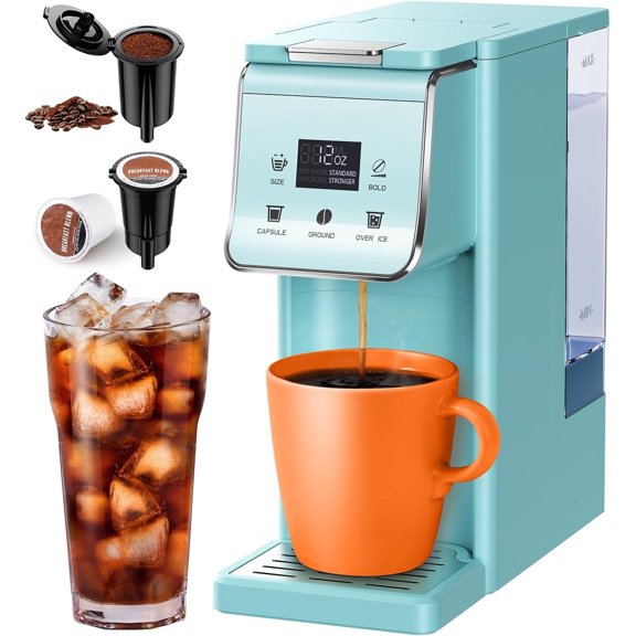 Coffee Maker With Bold Setting, Single Serve Hot & Iced Coffee Maker forRemovable Water Tank Coffee Machine With Reusable Filter