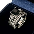 thumbnail image 5 of Ringheart Couple Rings Matching Ring Black 1CT CZ White Gold Plated Women Wedding Ring Sets for Him and Her Rings, 5 of 7