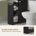 thumbnail image 6 of Frhnenha Over The Toilet Storage Cabinet with Pulley, Bathroom Storage Cabinet with Adjustable Shelf and Open Shelf for Bathroom, Restroom, Laundry, Black, 6 of 8