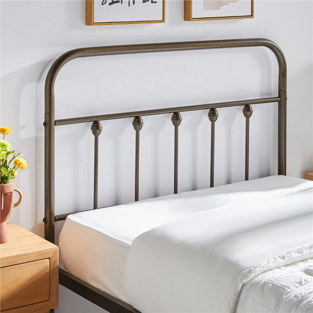 Smile Mart Metal Bed Frame with High Headboard and Footboard, Twin XL, Bronze - image 2 of 7