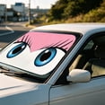 thumbnail image 6 of Car Windshield Sun Shade, Cartoon Eyes Car Sun Shade, Windshield Cover Universal Fits Mid-Large Sedan SUV Crossover Family Vehicle, UV Heat Protection 27.5*60IN A, 6 of 6