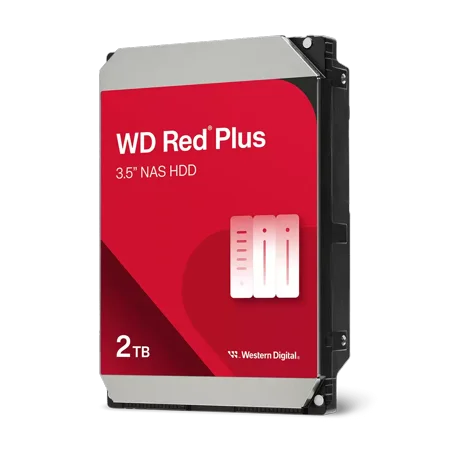 Western Digital 2TB WD Red Plus NAS SATA HDD, 3.5" Internal Hard Drive HDD, 5400 RPM, 64MB Cache, CMR - WD20EFPX