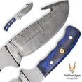 thumbnail image 4 of FRD: Compact Damascus Guthook Hunting Knife - Blue Grip, 4 of 5