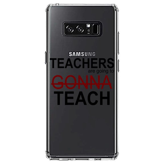 DistinctInk Clear Shockproof Hybrid Case for Samsung Galaxy Note 8 - TPU Bumper Acrylic Back Tempered Glass Screen Protector - Teachers Gonna Teach